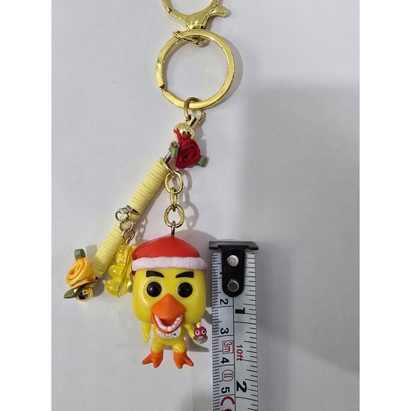 Handmade Yellow Chick Keychain Bag Charm Reworked Vinyl Figure One of a Kind - Picture 5 of 11